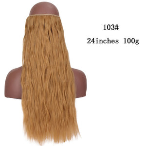 SHANGKE No Clips In Straight Hair Extensions Invisible Ombre Bayalage Synthetic Natural Hidden Secret Wire Crown Grey Pink Hair