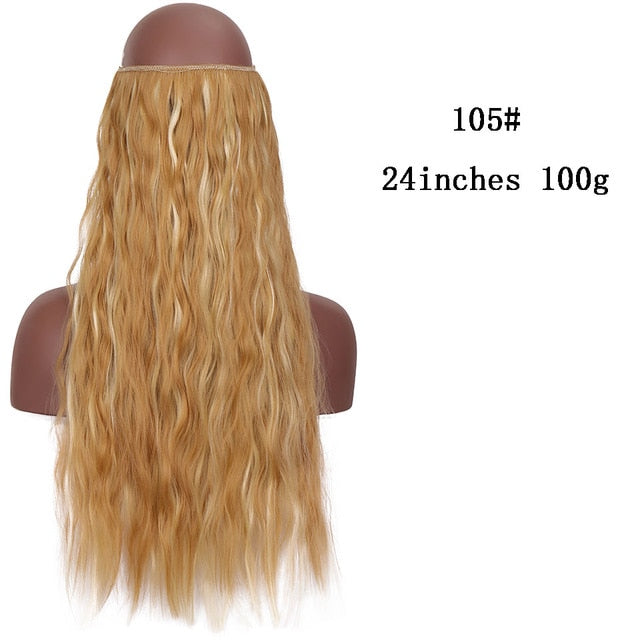 SHANGKE No Clips In Straight Hair Extensions Invisible Ombre Bayalage Synthetic Natural Hidden Secret Wire Crown Grey Pink Hair
