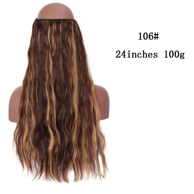 SHANGKE No Clips In Straight Hair Extensions Invisible Ombre Bayalage Synthetic Natural Hidden Secret Wire Crown Grey Pink Hair