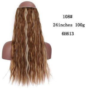 SHANGKE No Clips In Straight Hair Extensions Invisible Ombre Bayalage Synthetic Natural Hidden Secret Wire Crown Grey Pink Hair
