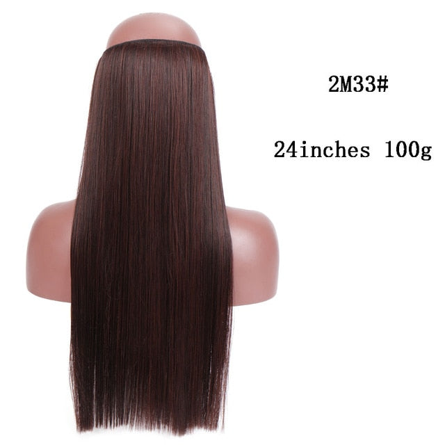 SHANGKE No Clips In Straight Hair Extensions Invisible Ombre Bayalage Synthetic Natural Hidden Secret Wire Crown Grey Pink Hair