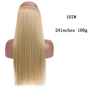 SHANGKE No Clips In Straight Hair Extensions Invisible Ombre Bayalage Synthetic Natural Hidden Secret Wire Crown Grey Pink Hair