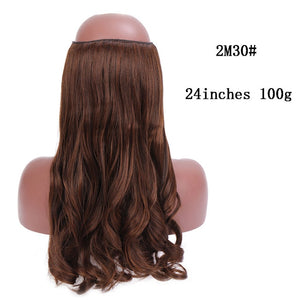 SHANGKE No Clips In Straight Hair Extensions Invisible Ombre Bayalage Synthetic Natural Hidden Secret Wire Crown Grey Pink Hair