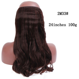 SHANGKE No Clips In Straight Hair Extensions Invisible Ombre Bayalage Synthetic Natural Hidden Secret Wire Crown Grey Pink Hair