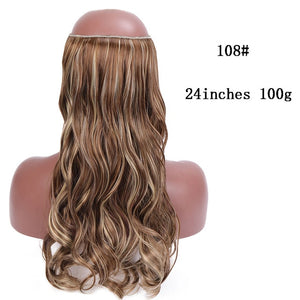 SHANGKE No Clips In Straight Hair Extensions Invisible Ombre Bayalage Synthetic Natural Hidden Secret Wire Crown Grey Pink Hair