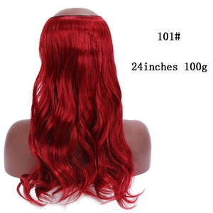 SHANGKE No Clips In Straight Hair Extensions Invisible Ombre Bayalage Synthetic Natural Hidden Secret Wire Crown Grey Pink Hair