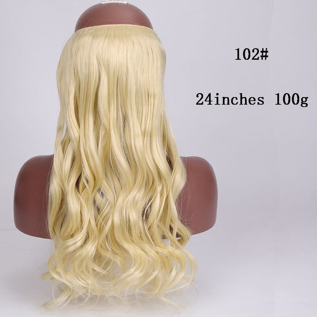 SHANGKE No Clips In Straight Hair Extensions Invisible Ombre Bayalage Synthetic Natural Hidden Secret Wire Crown Grey Pink Hair