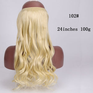 SHANGKE No Clips In Straight Hair Extensions Invisible Ombre Bayalage Synthetic Natural Hidden Secret Wire Crown Grey Pink Hair