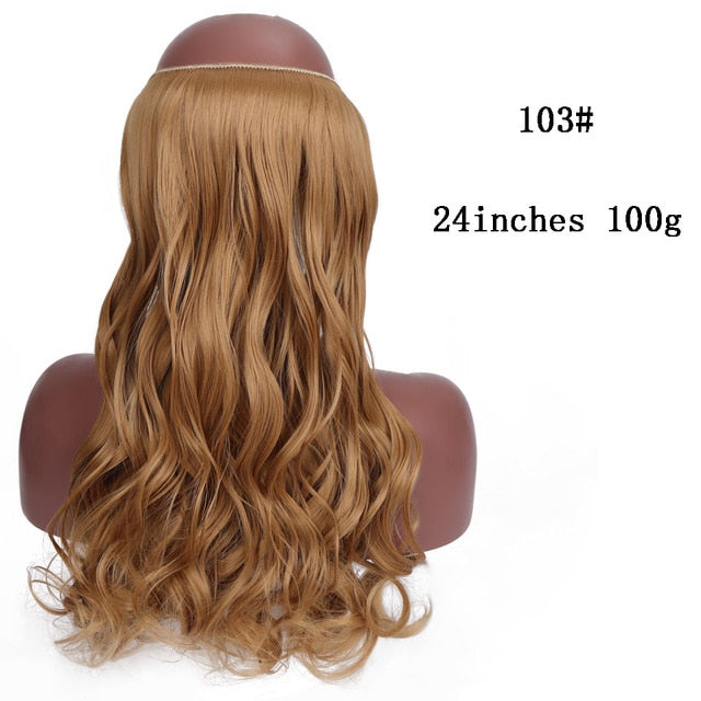 SHANGKE No Clips In Straight Hair Extensions Invisible Ombre Bayalage Synthetic Natural Hidden Secret Wire Crown Grey Pink Hair