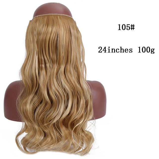 SHANGKE No Clips In Straight Hair Extensions Invisible Ombre Bayalage Synthetic Natural Hidden Secret Wire Crown Grey Pink Hair