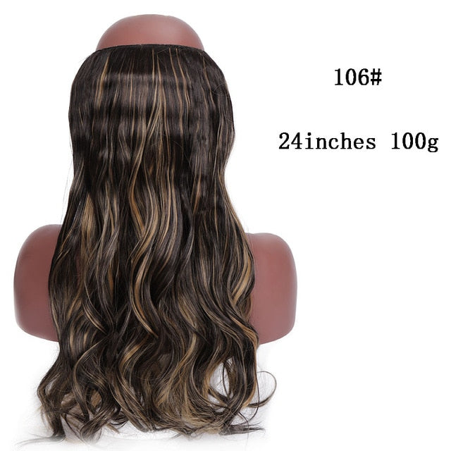 SHANGKE No Clips In Straight Hair Extensions Invisible Ombre Bayalage Synthetic Natural Hidden Secret Wire Crown Grey Pink Hair