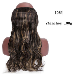 SHANGKE No Clips In Straight Hair Extensions Invisible Ombre Bayalage Synthetic Natural Hidden Secret Wire Crown Grey Pink Hair