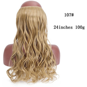 SHANGKE No Clips In Straight Hair Extensions Invisible Ombre Bayalage Synthetic Natural Hidden Secret Wire Crown Grey Pink Hair