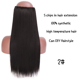 SHANGKE Long Straight Clip in Synthetic Hair Extensions Black Brown High Tempreture Pink Blue Red Hair Piece Bulk Hair Extension
