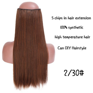 SHANGKE Long Straight Clip in Synthetic Hair Extensions Black Brown High Tempreture Pink Blue Red Hair Piece Bulk Hair Extension