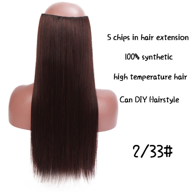 SHANGKE Long Straight Clip in Synthetic Hair Extensions Black Brown High Tempreture Pink Blue Red Hair Piece Bulk Hair Extension