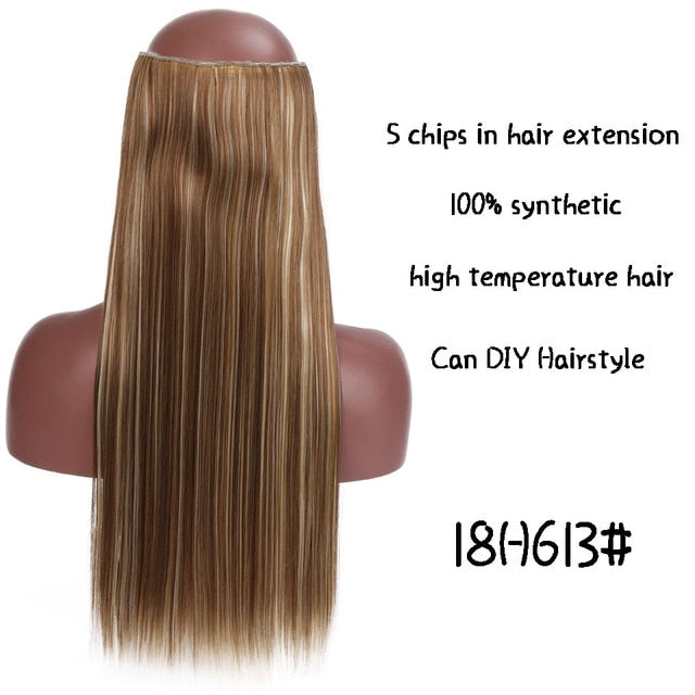 SHANGKE Long Straight Clip in Synthetic Hair Extensions Black Brown High Tempreture Pink Blue Red Hair Piece Bulk Hair Extension