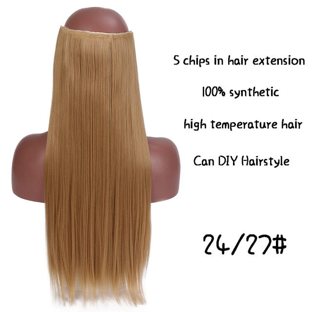 SHANGKE Long Straight Clip in Synthetic Hair Extensions Black Brown High Tempreture Pink Blue Red Hair Piece Bulk Hair Extension