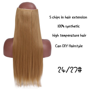 SHANGKE Long Straight Clip in Synthetic Hair Extensions Black Brown High Tempreture Pink Blue Red Hair Piece Bulk Hair Extension