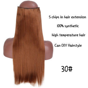 SHANGKE Long Straight Clip in Synthetic Hair Extensions Black Brown High Tempreture Pink Blue Red Hair Piece Bulk Hair Extension