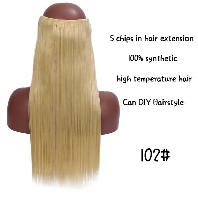 SHANGKE Long Straight Clip in Synthetic Hair Extensions Black Brown High Tempreture Pink Blue Red Hair Piece Bulk Hair Extension