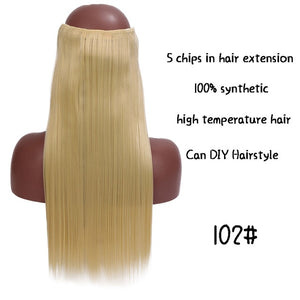SHANGKE Long Straight Clip in Synthetic Hair Extensions Black Brown High Tempreture Pink Blue Red Hair Piece Bulk Hair Extension