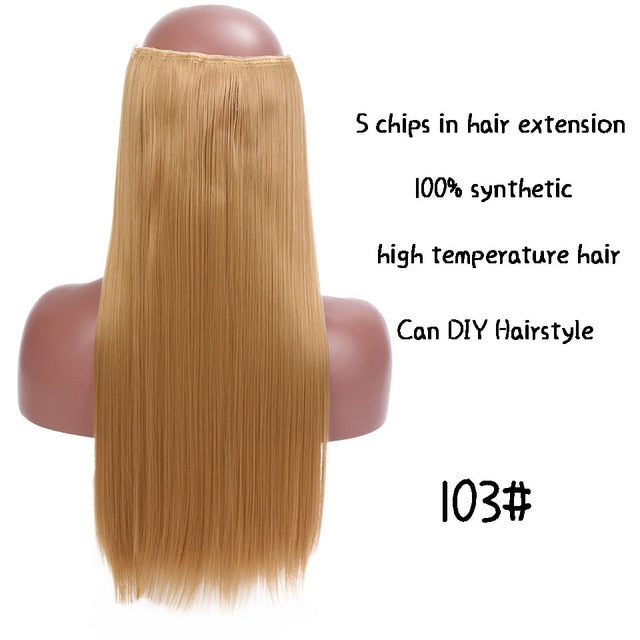 SHANGKE Long Straight Clip in Synthetic Hair Extensions Black Brown High Tempreture Pink Blue Red Hair Piece Bulk Hair Extension