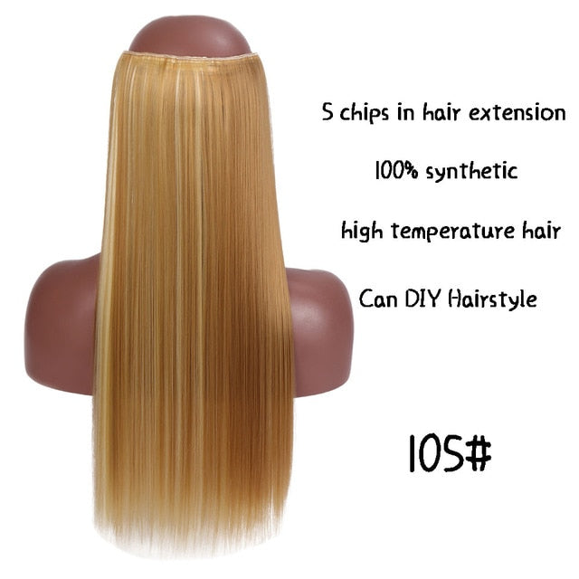 SHANGKE Long Straight Clip in Synthetic Hair Extensions Black Brown High Tempreture Pink Blue Red Hair Piece Bulk Hair Extension