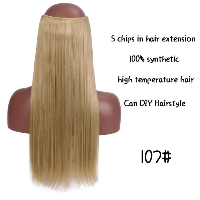 SHANGKE Long Straight Clip in Synthetic Hair Extensions Black Brown High Tempreture Pink Blue Red Hair Piece Bulk Hair Extension