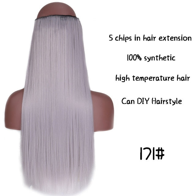 SHANGKE Long Straight Clip in Synthetic Hair Extensions Black Brown High Tempreture Pink Blue Red Hair Piece Bulk Hair Extension