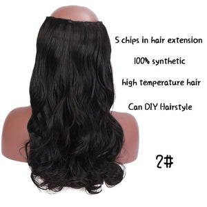 SHANGKE Long Straight Clip in Synthetic Hair Extensions Black Brown High Tempreture Pink Blue Red Hair Piece Bulk Hair Extension