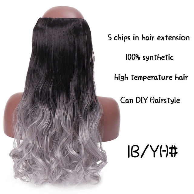 SHANGKE Long Straight Clip in Synthetic Hair Extensions Black Brown High Tempreture Pink Blue Red Hair Piece Bulk Hair Extension