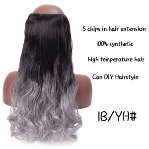 SHANGKE Long Straight Clip in Synthetic Hair Extensions Black Brown High Tempreture Pink Blue Red Hair Piece Bulk Hair Extension