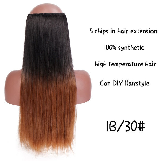 SHANGKE Long Straight Clip in Synthetic Hair Extensions Black Brown High Tempreture Pink Blue Red Hair Piece Bulk Hair Extension