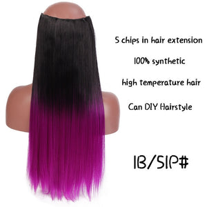 SHANGKE Long Straight Clip in Synthetic Hair Extensions Black Brown High Tempreture Pink Blue Red Hair Piece Bulk Hair Extension