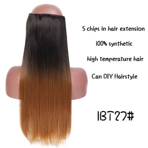 SHANGKE Long Straight Clip in Synthetic Hair Extensions Black Brown High Tempreture Pink Blue Red Hair Piece Bulk Hair Extension