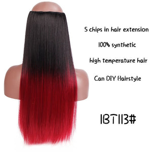 SHANGKE Long Straight Clip in Synthetic Hair Extensions Black Brown High Tempreture Pink Blue Red Hair Piece Bulk Hair Extension