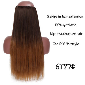 SHANGKE Long Straight Clip in Synthetic Hair Extensions Black Brown High Tempreture Pink Blue Red Hair Piece Bulk Hair Extension