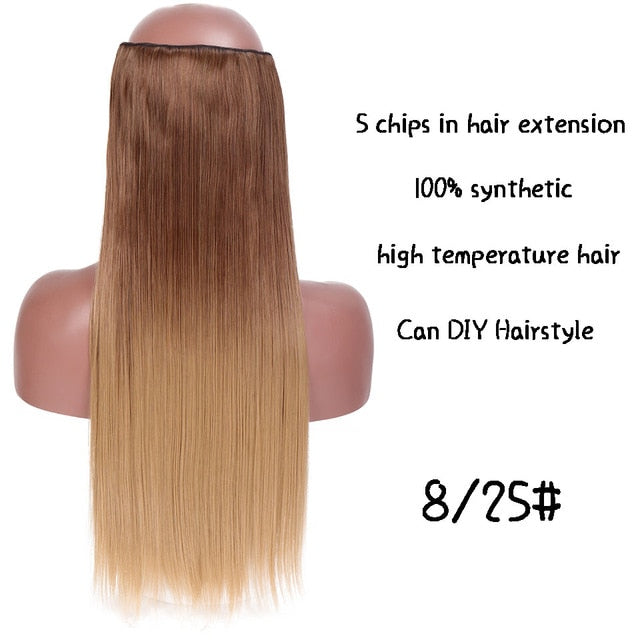 SHANGKE Long Straight Clip in Synthetic Hair Extensions Black Brown High Tempreture Pink Blue Red Hair Piece Bulk Hair Extension