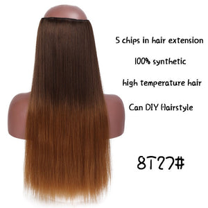 SHANGKE Long Straight Clip in Synthetic Hair Extensions Black Brown High Tempreture Pink Blue Red Hair Piece Bulk Hair Extension