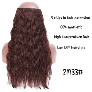 SHANGKE Long Straight Clip in Synthetic Hair Extensions Black Brown High Tempreture Pink Blue Red Hair Piece Bulk Hair Extension