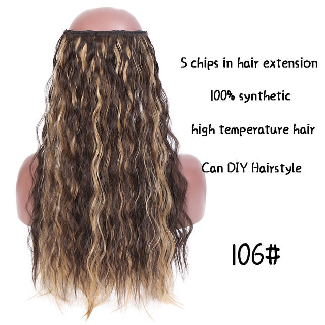 SHANGKE Long Straight Clip in Synthetic Hair Extensions Black Brown High Tempreture Pink Blue Red Hair Piece Bulk Hair Extension