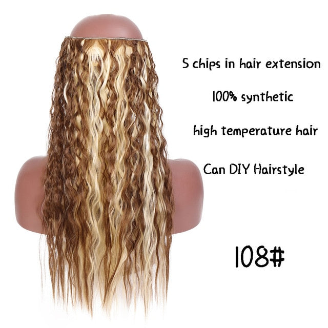 SHANGKE Long Straight Clip in Synthetic Hair Extensions Black Brown High Tempreture Pink Blue Red Hair Piece Bulk Hair Extension