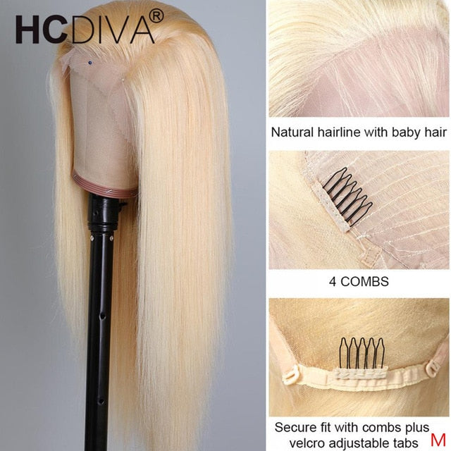 Middle Part Lace Wig 28inch 613 Blonde Wig 150% Remy Brazilian Straight Human Hair Wigs Pre Plucked 5inch Deep Part Lace Wig