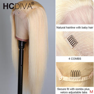 Middle Part Lace Wig 28inch 613 Blonde Wig 150% Remy Brazilian Straight Human Hair Wigs Pre Plucked 5inch Deep Part Lace Wig