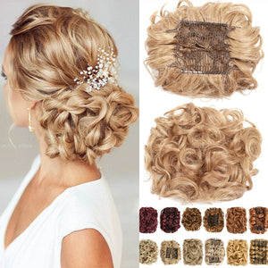 WERD  2 Plastic Comb Clip In Curly Synthetic Hair Pieces Chignon Updo Cover Hairpiece Extension Hair Bun Hair Accessories