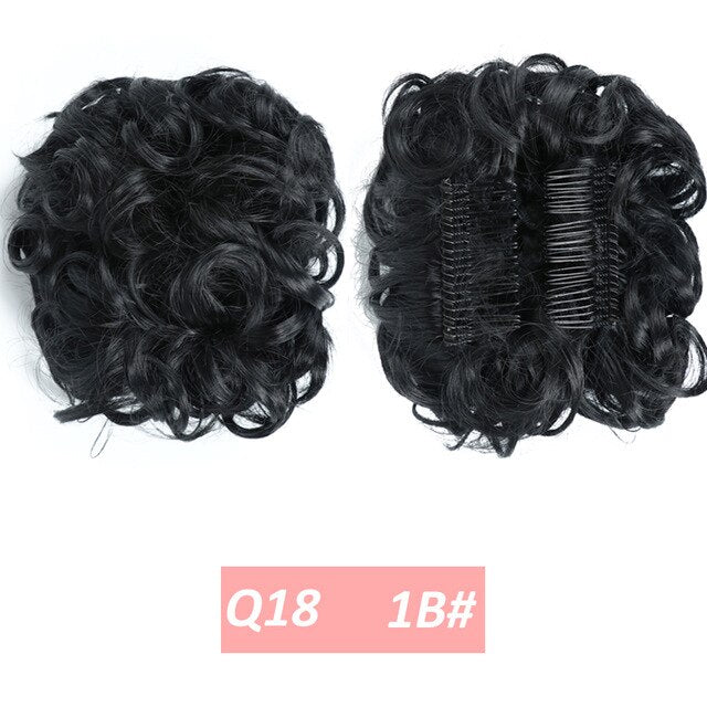WERD  2 Plastic Comb Clip In Curly Synthetic Hair Pieces Chignon Updo Cover Hairpiece Extension Hair Bun Hair Accessories