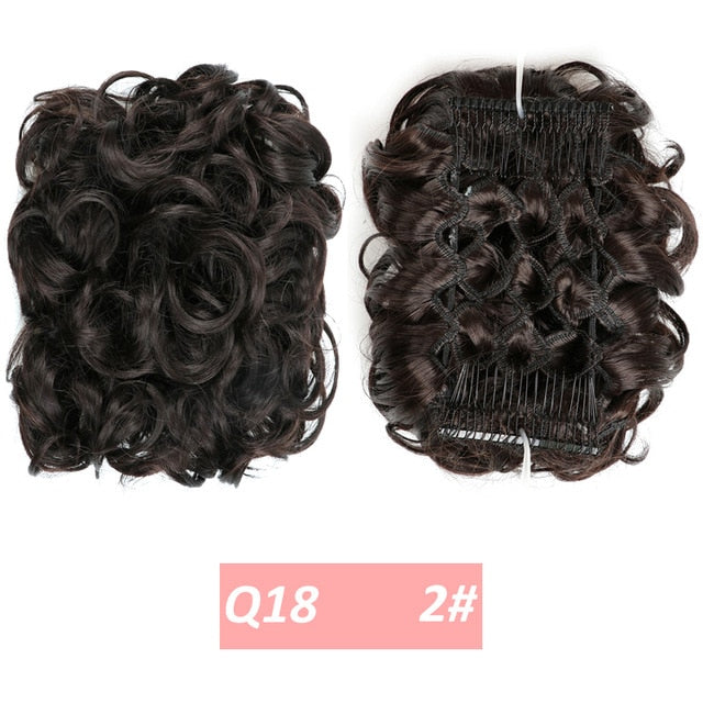 WERD  2 Plastic Comb Clip In Curly Synthetic Hair Pieces Chignon Updo Cover Hairpiece Extension Hair Bun Hair Accessories