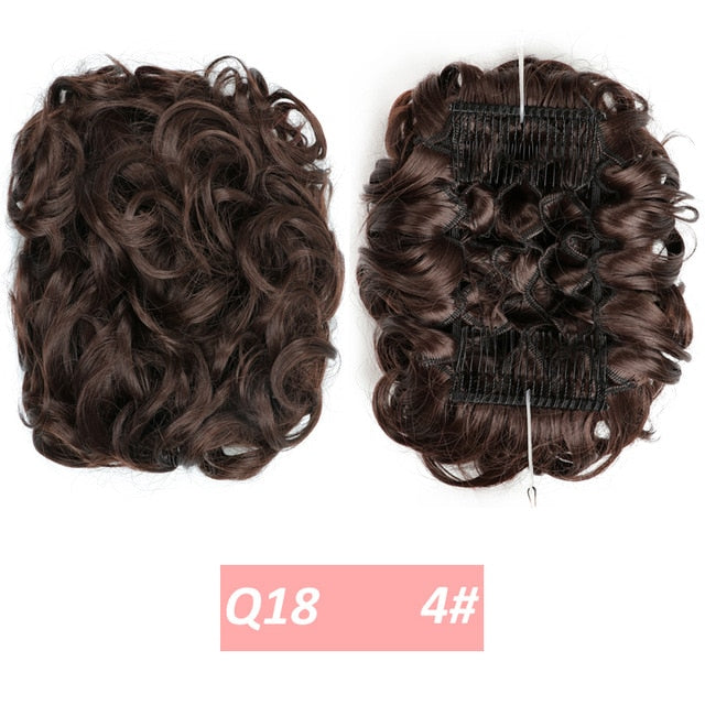 WERD  2 Plastic Comb Clip In Curly Synthetic Hair Pieces Chignon Updo Cover Hairpiece Extension Hair Bun Hair Accessories