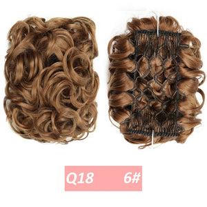 WERD  2 Plastic Comb Clip In Curly Synthetic Hair Pieces Chignon Updo Cover Hairpiece Extension Hair Bun Hair Accessories